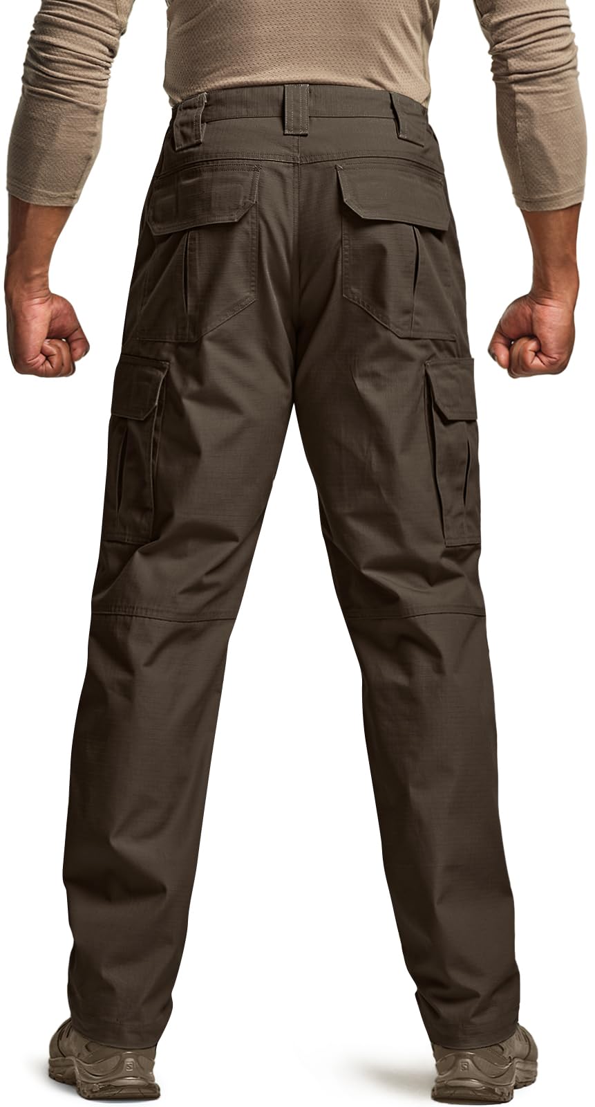 CQR Men's Tactical Pants, Water Resistant Ripstop Cargo Pants, Lightweight EDC Work Hiking Pants, Outdoor Apparel, Raider Dark Brown, 30W x 30L