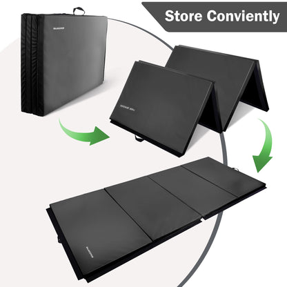 Fitvids Gymnastics Mats for Tumbling, 4'x8'x2" Folding Exercise Gym Mat with Carrying Handles High-Density Anti-Tear Martial Arts Fitness Aerobics Mat for Home Gym Yoga Pilates MMA Core Training, Graphite
