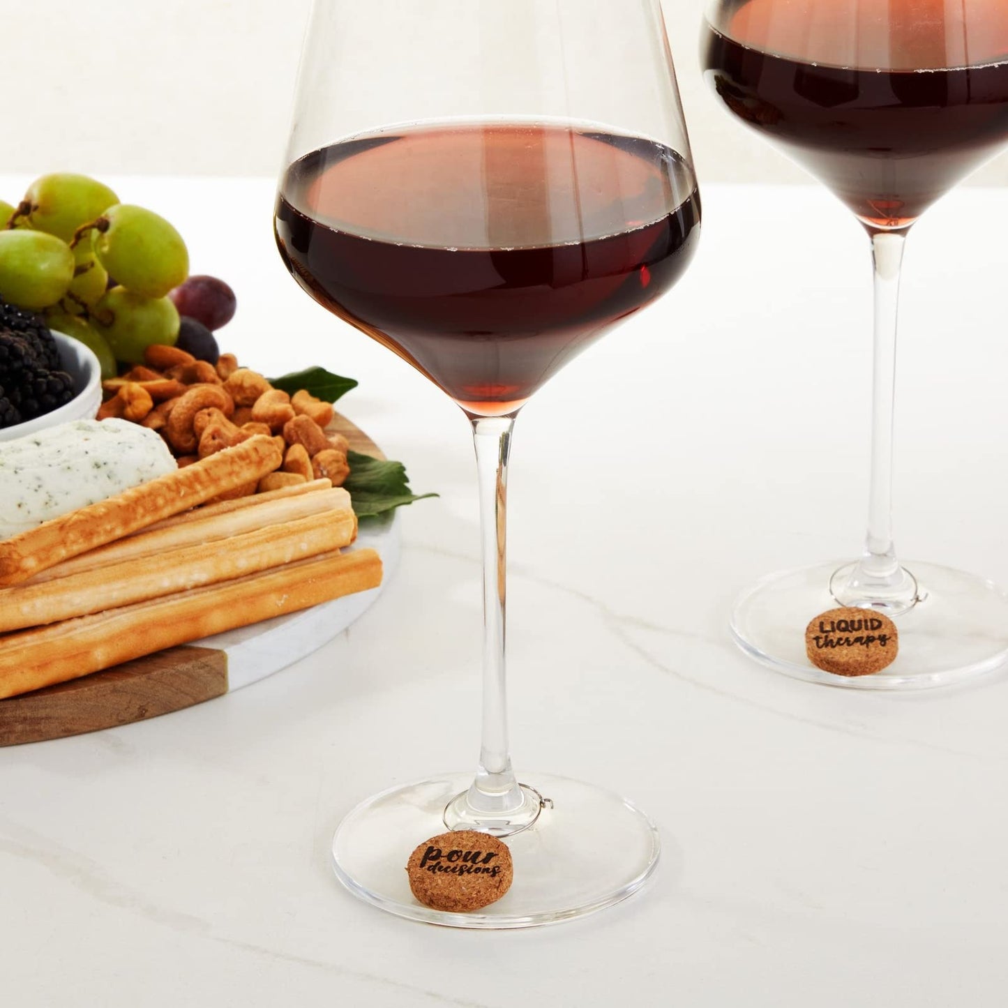 Juvale Wine Glass Charms - 1-Inch Circle Cork, 12-Pack - Wine Charms for Stem Glasses & Funny Party Decor - Birthday Party Favors