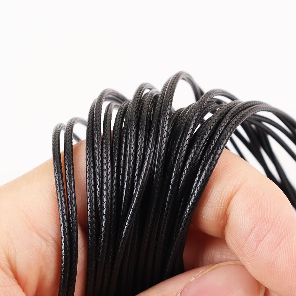 YJTSWDXY 100Pcs Black Necklace Cord Adjustable Knotted Rope Necklace Handmade Craft Choker for Women Men (Black)
