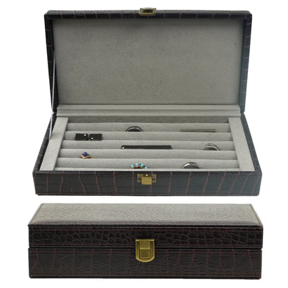 Decorebay Iconic Vegan Crocodile Leather Cufflink, Ring Storage Box and Organizer