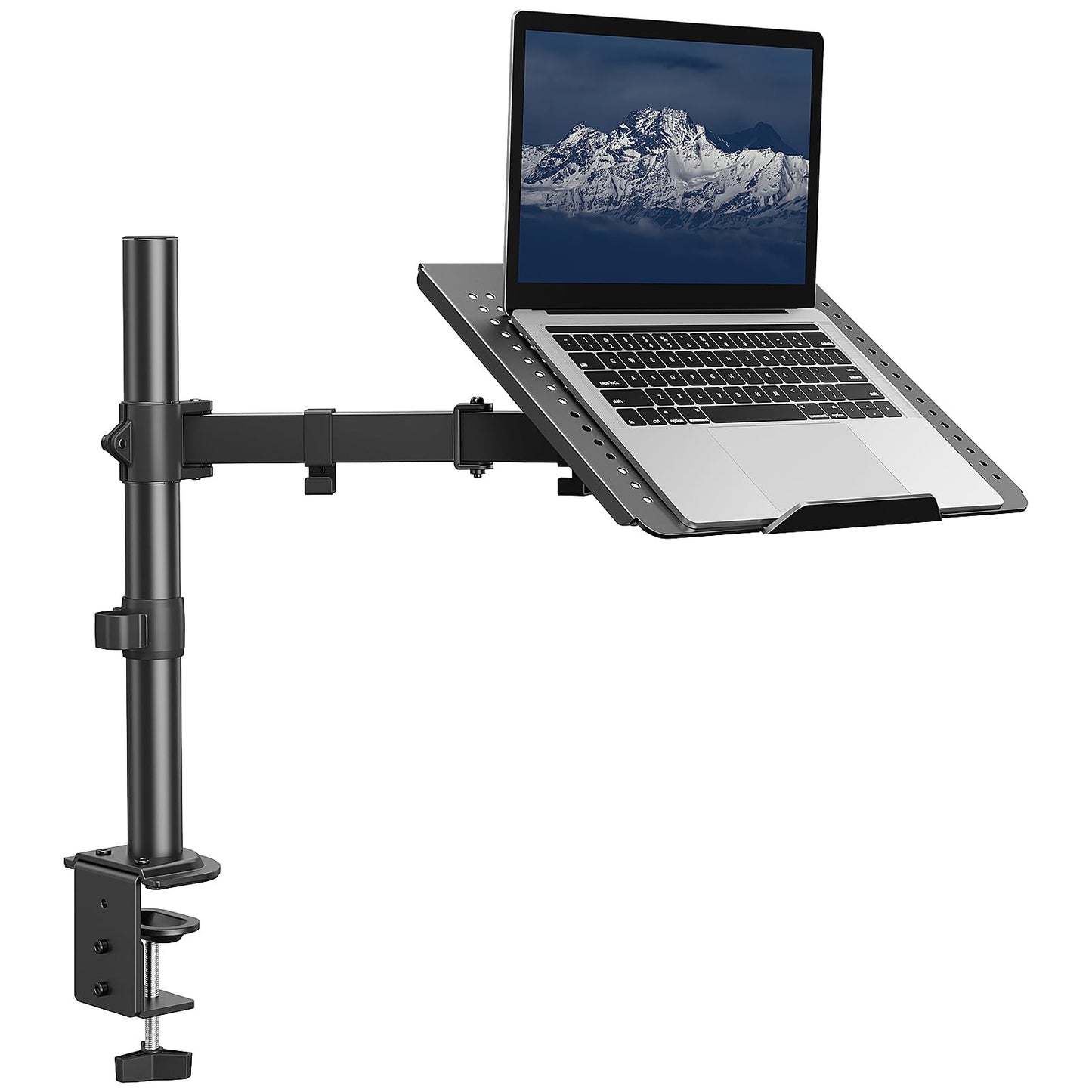 HUANUO Laptop Desk Mount - 17' to 32' Monitor Arm, Ventilated Tray, Fully Adjustable with Tilt, Swivel & Rotation, Holds up to 22 lbs