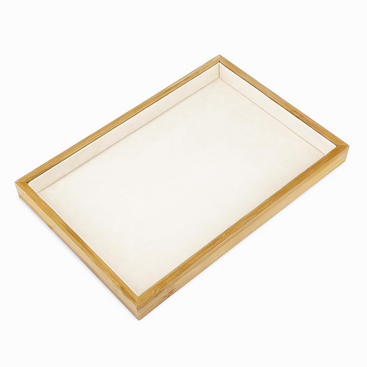 The Display Guys - Stackable Jewelry Tray and Organizer - for Drawers, Dressers, Store Display (Flat, Bamboo Suede)