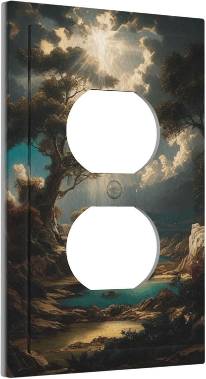 Decorative Art Light Switch Covers Sunburst Over the Wilderness 1 Gang Single Duplex Outlet Wall Plate Switchplate Electrical Faceplate for Home Decor