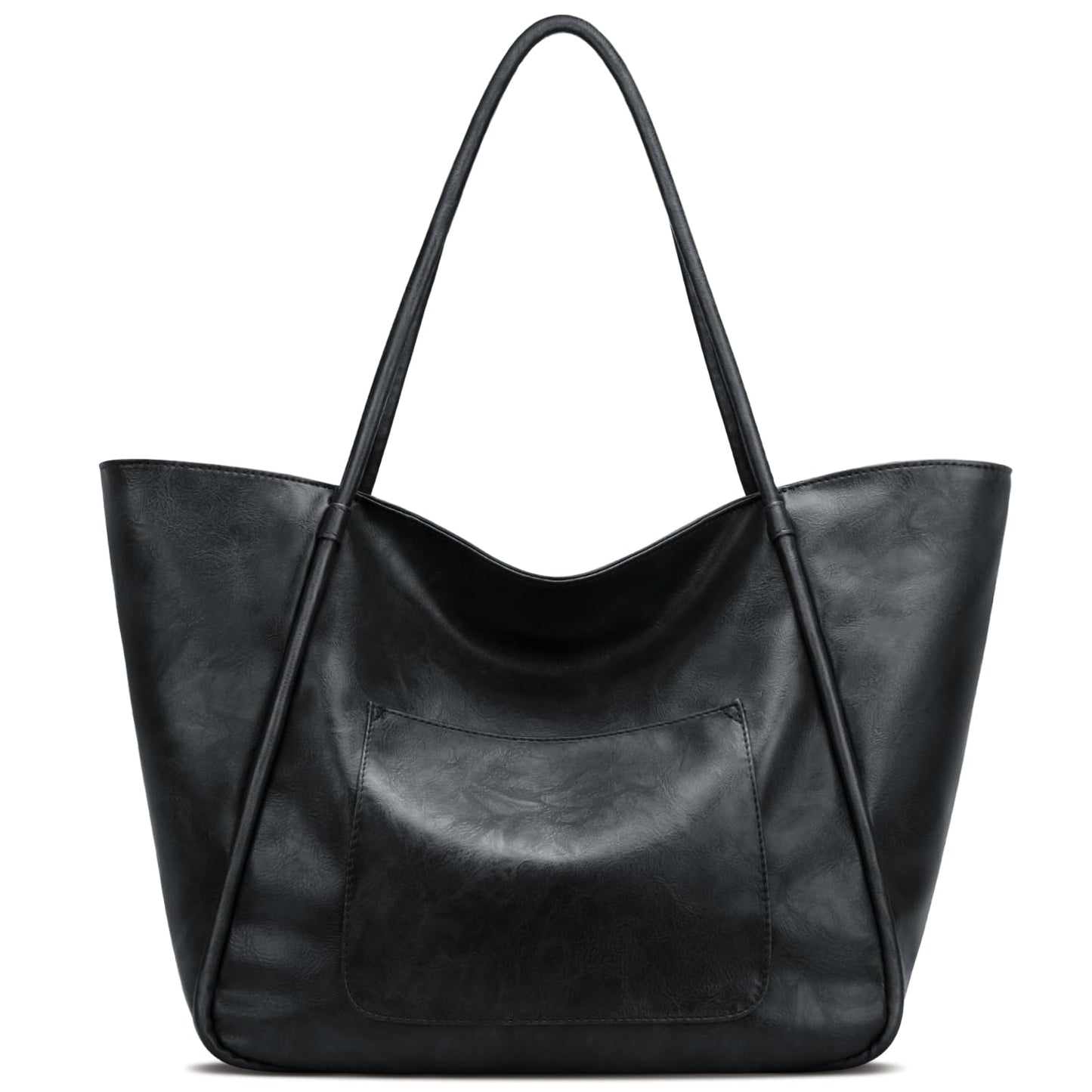 KKXIU Large Tote Bag for Women with Zipper Work Travel Purse and Handbags - Black