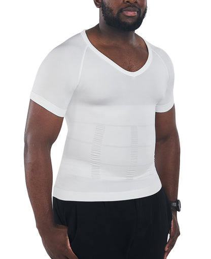 KOCLES Gynecomastia Compression Shirts for Men, Shapewear Slimming Body Shaper Undershirt, V-Neck Baselayer T-Shirt Workout