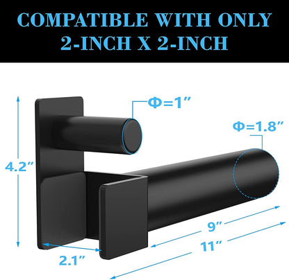 Balelinko Multi Grip Set of 2, Barbell Rack Holders Dip Grip Handles, Dip Bar Attachments for 2" x 2" Tube Power Cage, Bonus a Pair of 2" Spring Clip Collars Rings, Black
