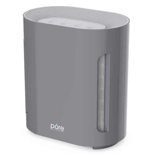Pure Enrichment PureZone Air Purifier for Bedroom & Living Room, 4-Stage Filtration & UV-C Light, H13 HEPA Filter Helps Remove Bacteria, Pet Hair Dander, Allergens, Germs, Smoke, Dust (Gray)