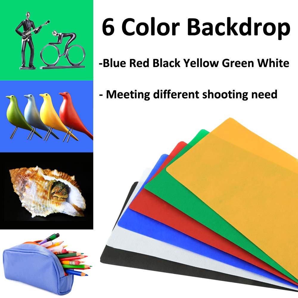 Photo Studio Light Box Kit 12x12 Inch, Folding Lightbox for Small Product Photography, 128 LED Adjustable Lighting, Portable Shooting Tent with 3 Light Colors & 6 Backgrounds