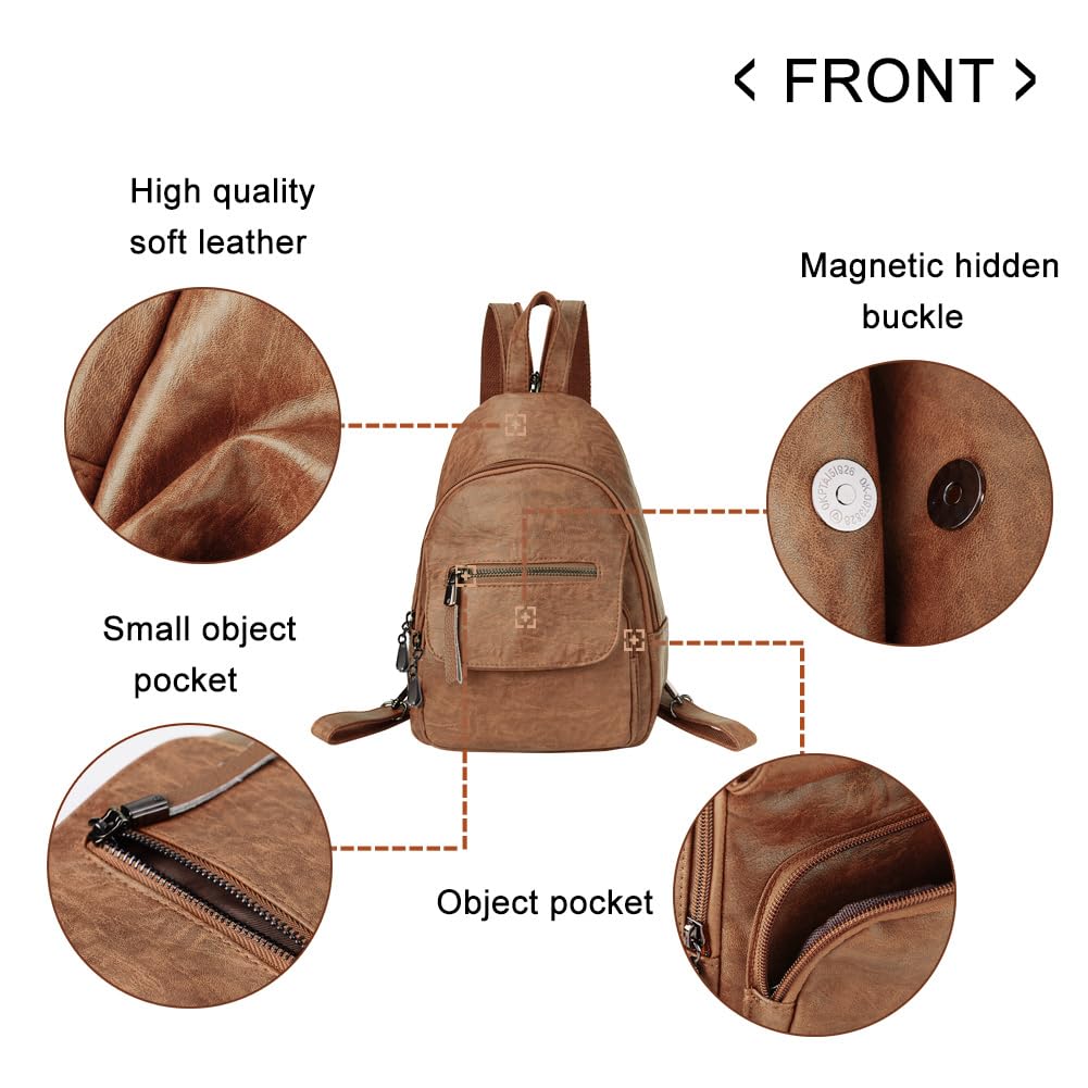 Small Backpack Purse for Women Fashion PU Leather Backpack Convertible Ladies Sling Bag