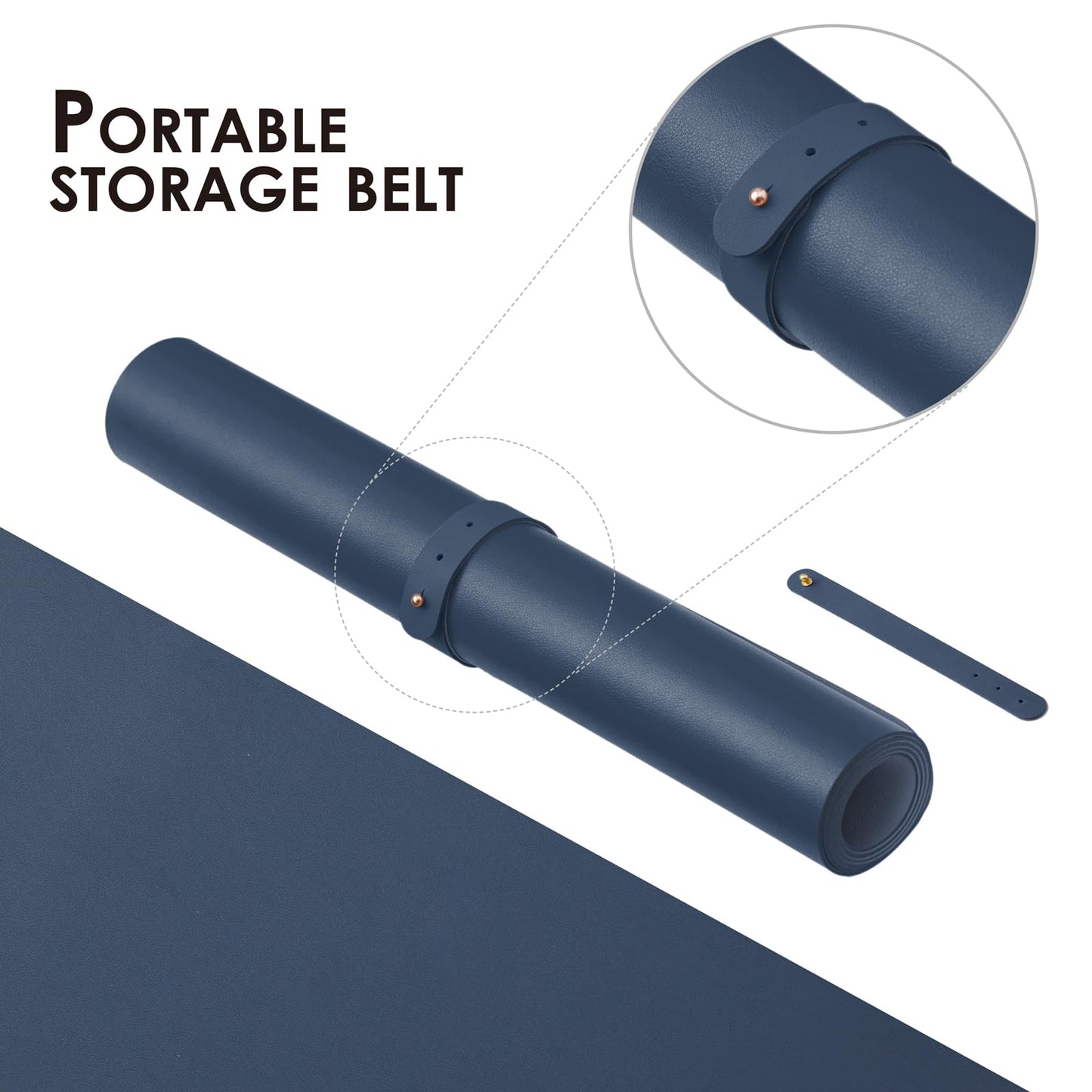 Leather Desk Mat - Non-Slip PU Desk Pad for Office and Home - Desk Organization and Accessories - Ideal for Large Mouse Pad and Desk Mats on Top of Desks (Dark Blue,36"x 17")