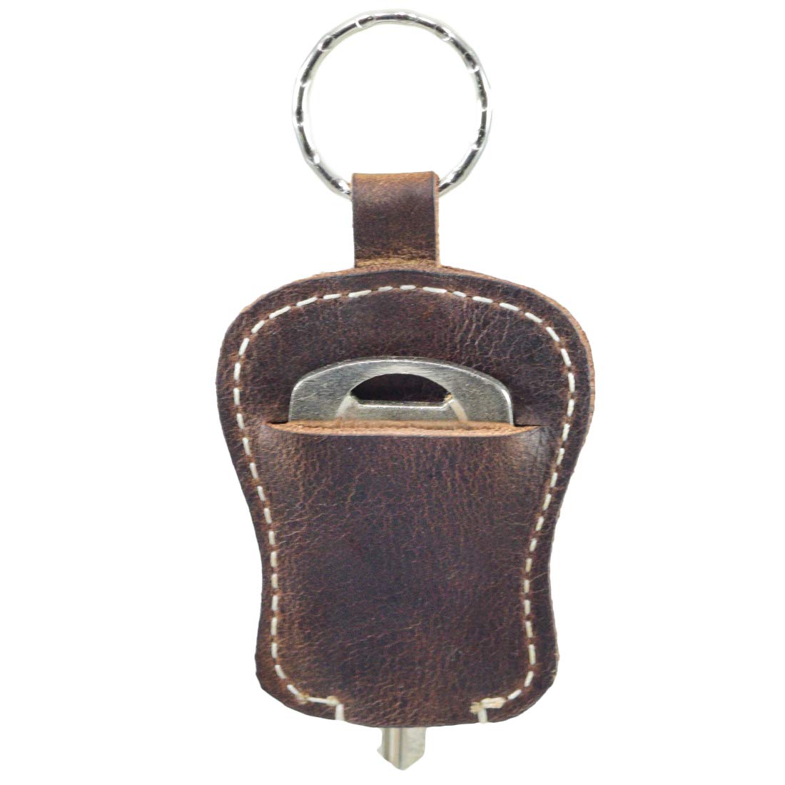 Hide & Drink, Leather Guitar Keychain/Holder With Pouch for Most Used Key, Musicians :: Bourbon Brown