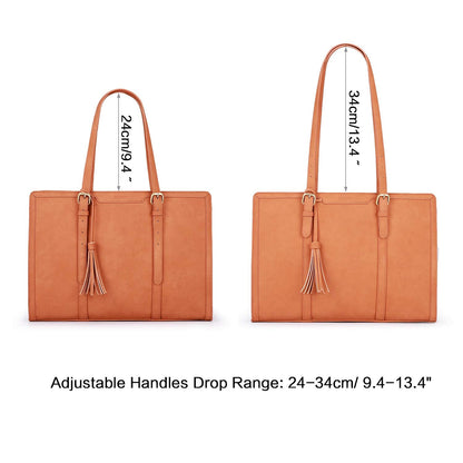 ECOSUSI Laptop Bag For Women 15.6 Inch Work Tote Bags PU Leather Computer Purse For Business Office With 3 Layer Compartments