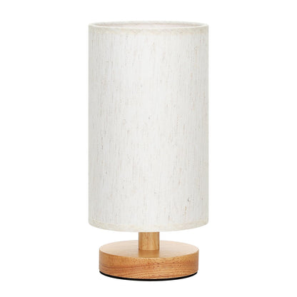 Fenmzee Small Table Lamp for Bedroom - Inline Control, Bedside Lamp with 3000K A15 LED Blub, Easy Assembly (Cream Shade - Wood Base, 9" Inline Control)