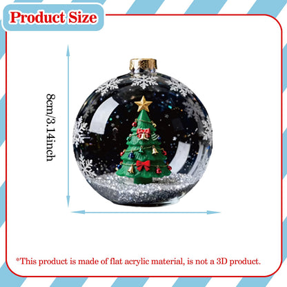 Christmas Tree Ornament Decoration,8Pcs Christmas Tree Acrylic Pendant, Cute Ball Xmas Tree Accessories Christmas Pendants Hanging, Fun Bell Reindeer Cow Xmas Tree Christmas Ornaments