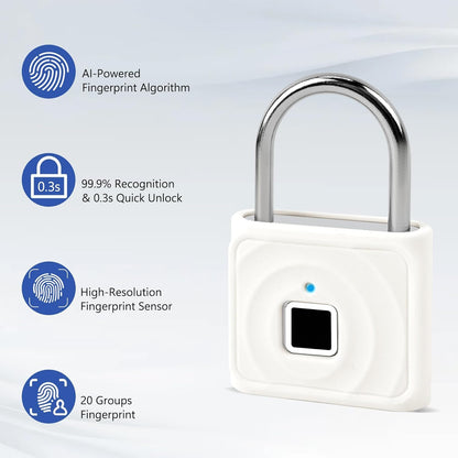 UMIKSMART Biometric Smart Lock, Keyless Fingerprint Padlock with USB Charging, Smart Lock Gift for Students, Gym Lockers, School Lockers, Luggage, Storage Boxes, Fences, Backpacks, Cabinets