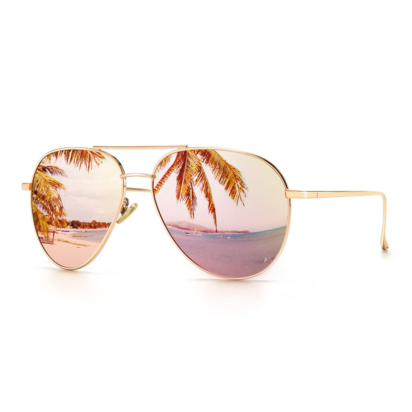 SUNGAIT Women's Lightweight Oversized Aviator Sunglasses - Mirrored Polarized Lens