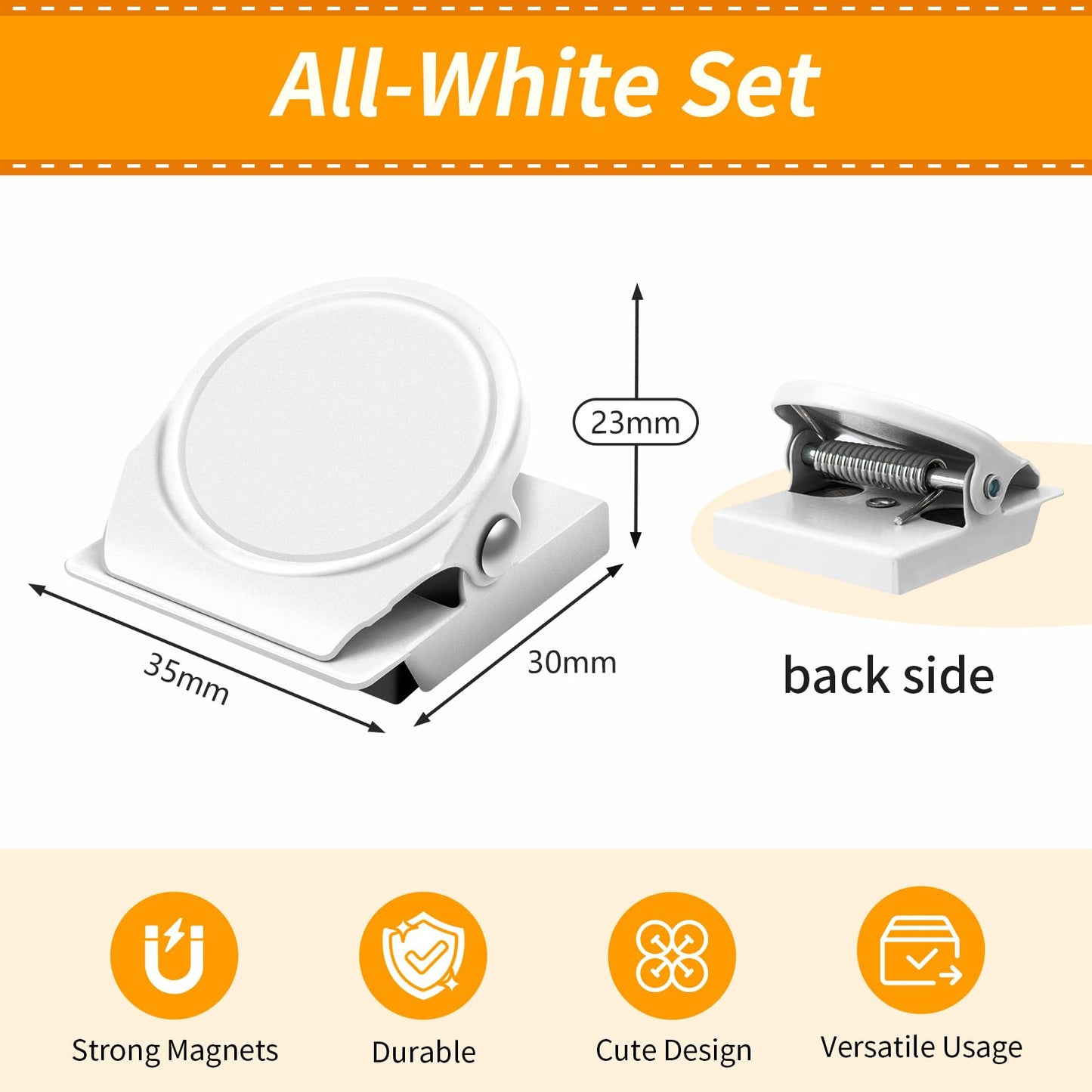 Junarter 20 Pack Magnetic Clips Heavy Duty, White Magnet Clips for Fridge, Refrigerator Magnets, Strong Magnetic Clip, Scratch Free Magnets with Clip for Whiteboard, Refrigerator, Cruise, Locker