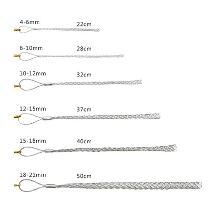 VGongTech Cable Pulling Grip Sock with 5mm Nut Flexible Eye Mesh Rope Cable Sock Kit Galvanizing Steel Antislip Pipe Cable Wire Pulling Grips Lassos 6 Set 4-25mm