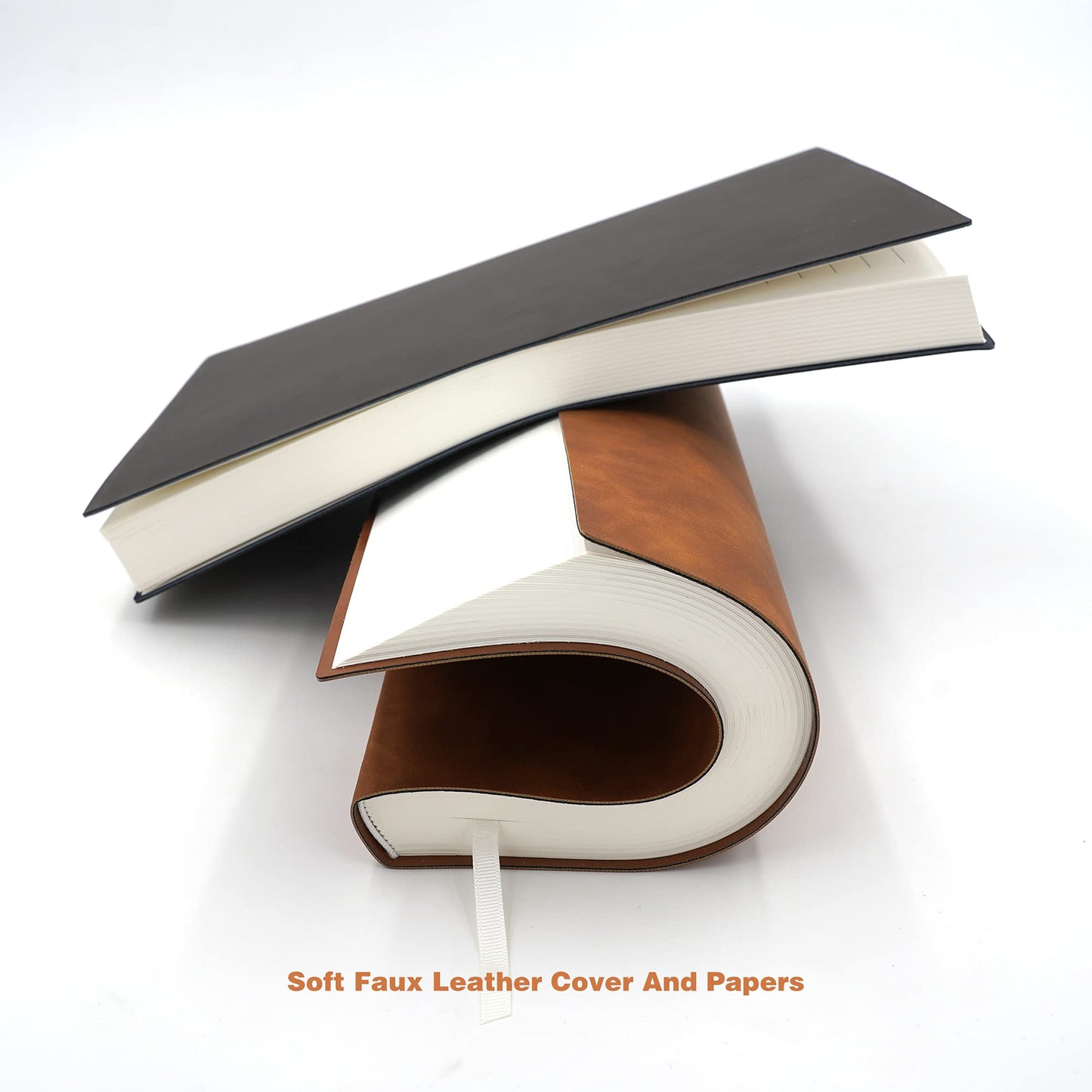 BenOpinion Large Thick Journal Notebook, Lined Papers, A4 8.4x11.4 inches, 416 Pages, Soft Faux Leather Cover (Brown, Ruled)