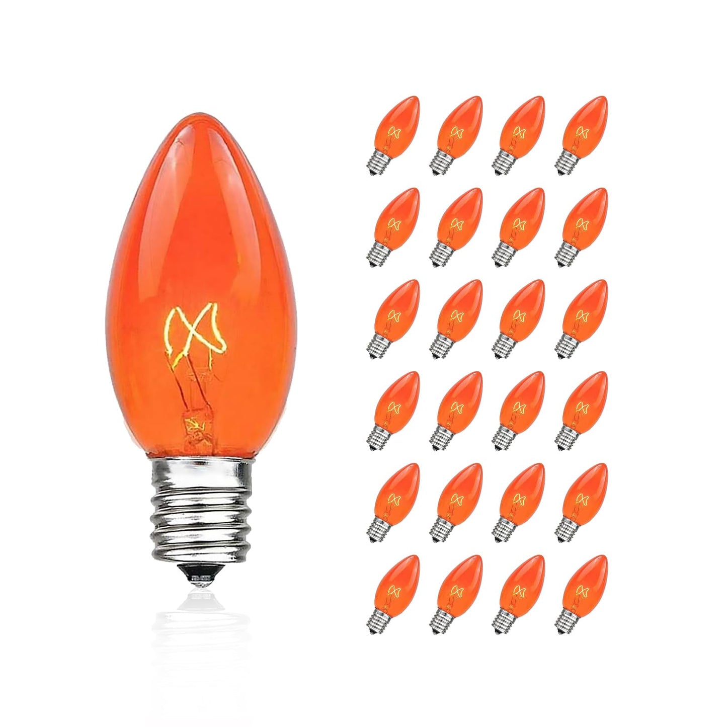 CHYSUPER 25 Pack C7 Replacement Bulbs, 120V 5W Orange Dimmable, E12 Base