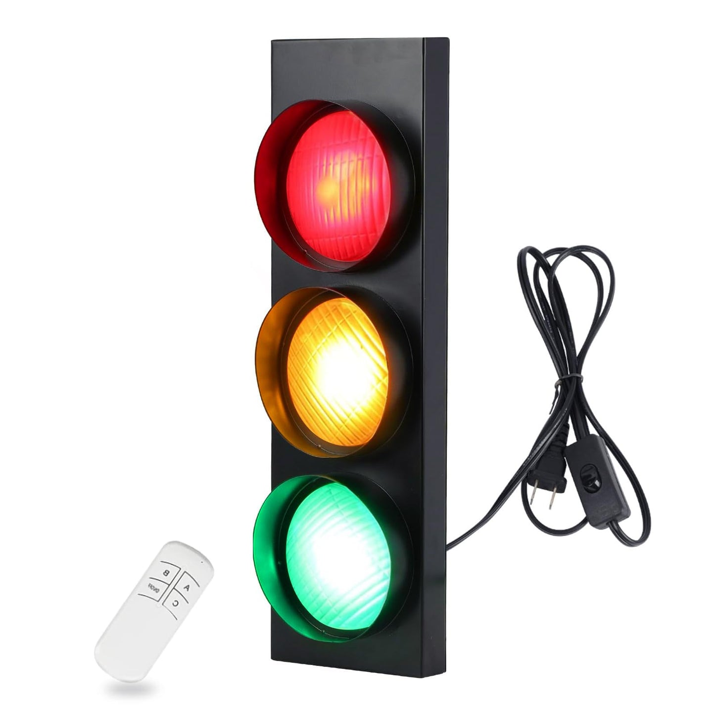 HOMIER Traffic Light Wall Lamp, Retro Style Traffic LED Lamp with Remote Control, Fun Room Traffic Stop Light Decor for Children's Day, Classroom, Kids Bedroom, Living Room, Club, Bar, Pub