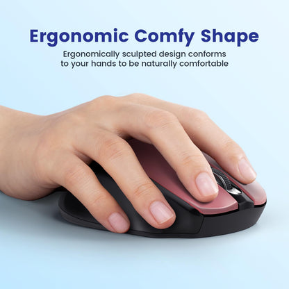 Wireless Mouse, D-09 Computer Mouse USB Cordless Mice for Laptop, Ergo Grips, Lightspeed 5-Level 2400 DPI, 16 Months Battery, Portable for PC Mac Chromebook (Black)