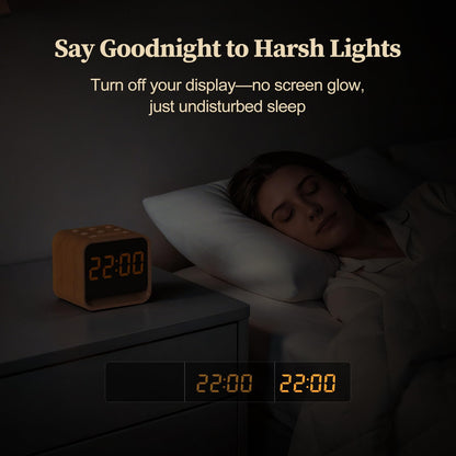 Housbay Wooden Sound Machine Alarm Clock for Bedrooms - Gentle Wake-Up with Birdsong, White Noise for Sleeping, Small Digital Clock for Phone-Free Routine