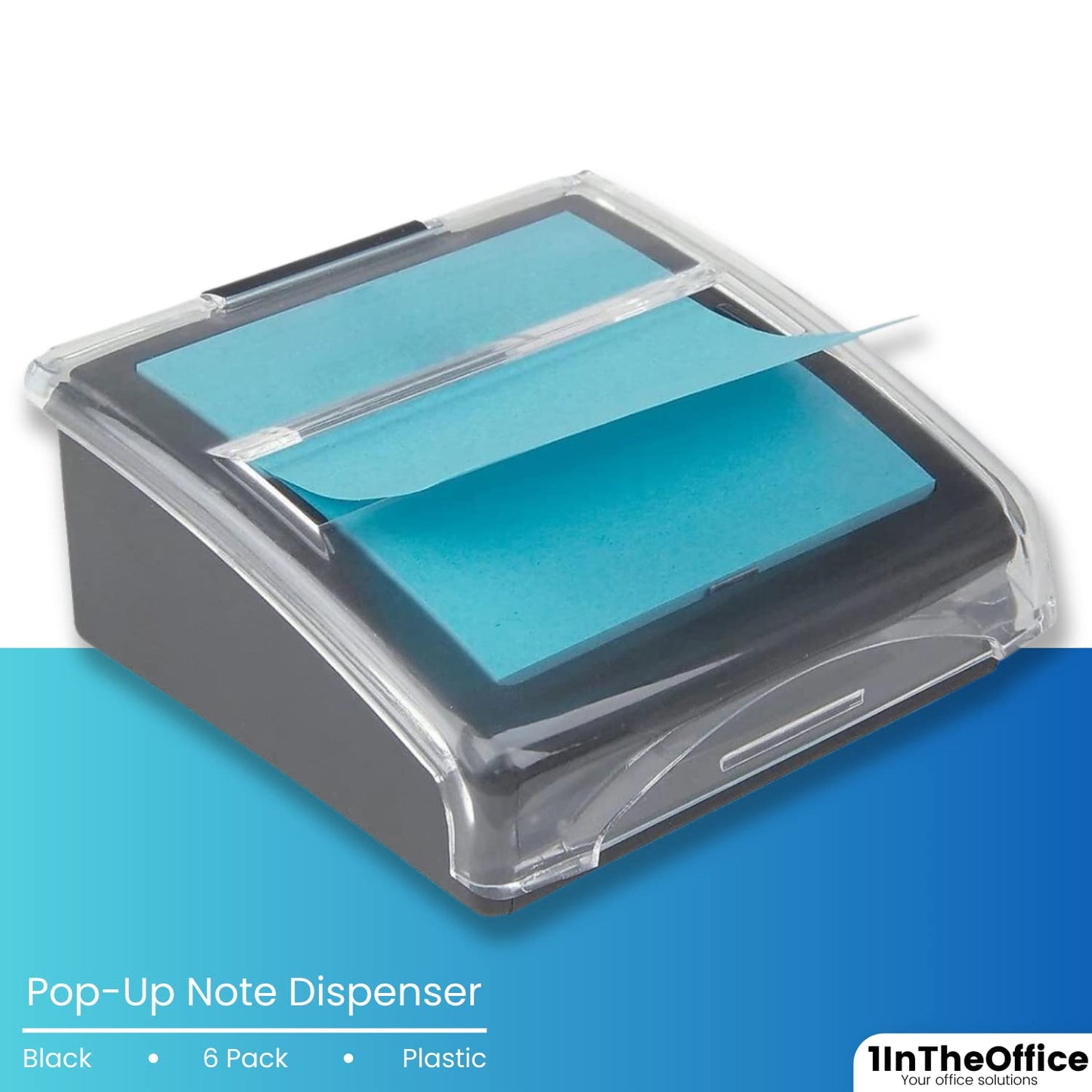 1InTheOffice Pop-Up Note Dispenser, Sticky Note Dispenser, Self-Stick Note Pad Holders, 3x3, Black, 1 Pack