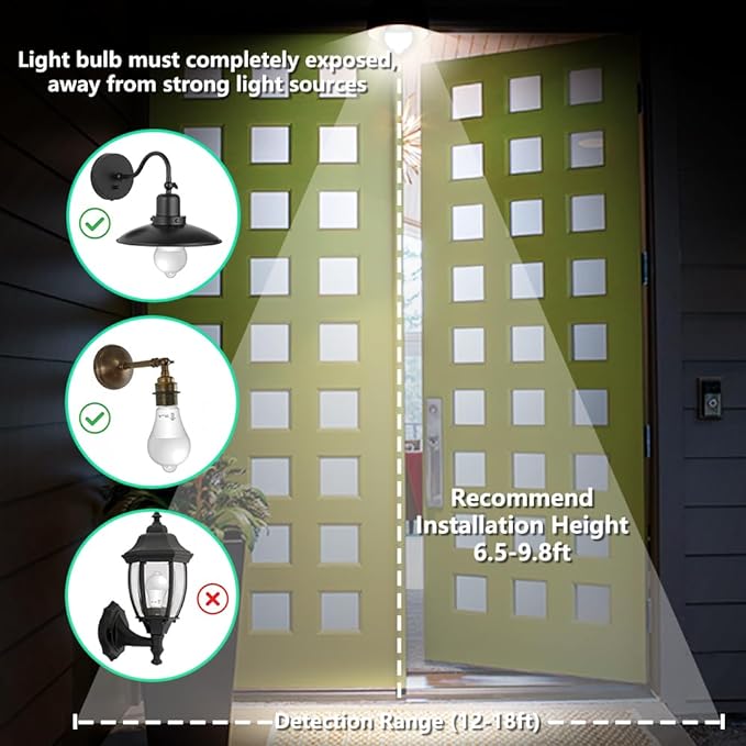 AmeriTop Motion Sensor Light Bulb- 2 Pack, 10W(60W Equivalent) 806lm Motion Activated Dusk to Dawn Security LED Bulb; UL Listed, A19, E26, Auto On/Off Indoor Outdoor Lighting (5000K Daylight)