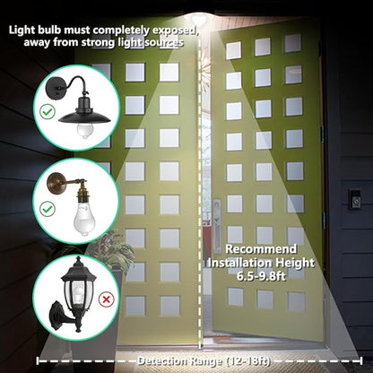AmeriTop Motion Sensor Light Bulb- 2 Pack, 10W(60W Equivalent) 806lm Motion Activated Dusk to Dawn Security LED Bulb; UL Listed, A19, E26, Auto On/Off Indoor Outdoor Lighting (5000K Daylight)