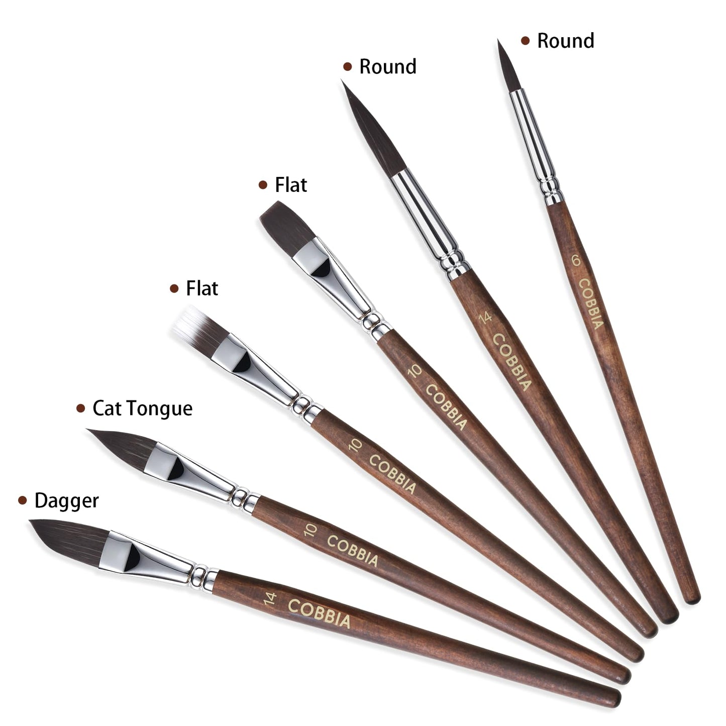 Watercolor Brushes Professional, Paint Brush Set Variety Shapes with Flat, Round Pointed, Dagger, Cat's Tongue Oval Wash Perfect for Watercolor Gouache Acrylic Inks Painting