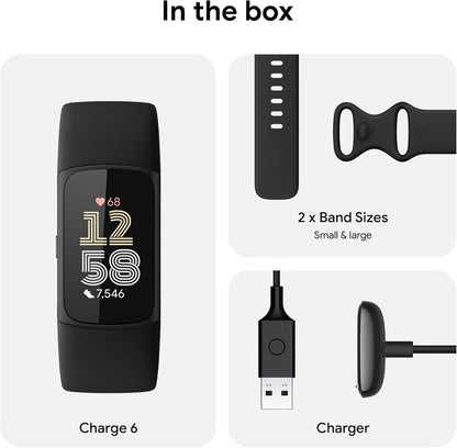 Fitbit Charge 6 Fitness Tracker - Heart Rate Monitor & GPS | Obsidian Color