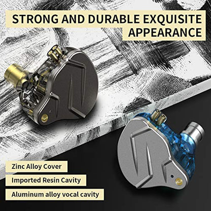 erjigo KZ ZSN Pro Dynamic Hybrid Dual Driver in Ear Earphones Detachable Tangle-Free Cable Musicians in-Ear Earbuds Headphones (Gray Without Mic)