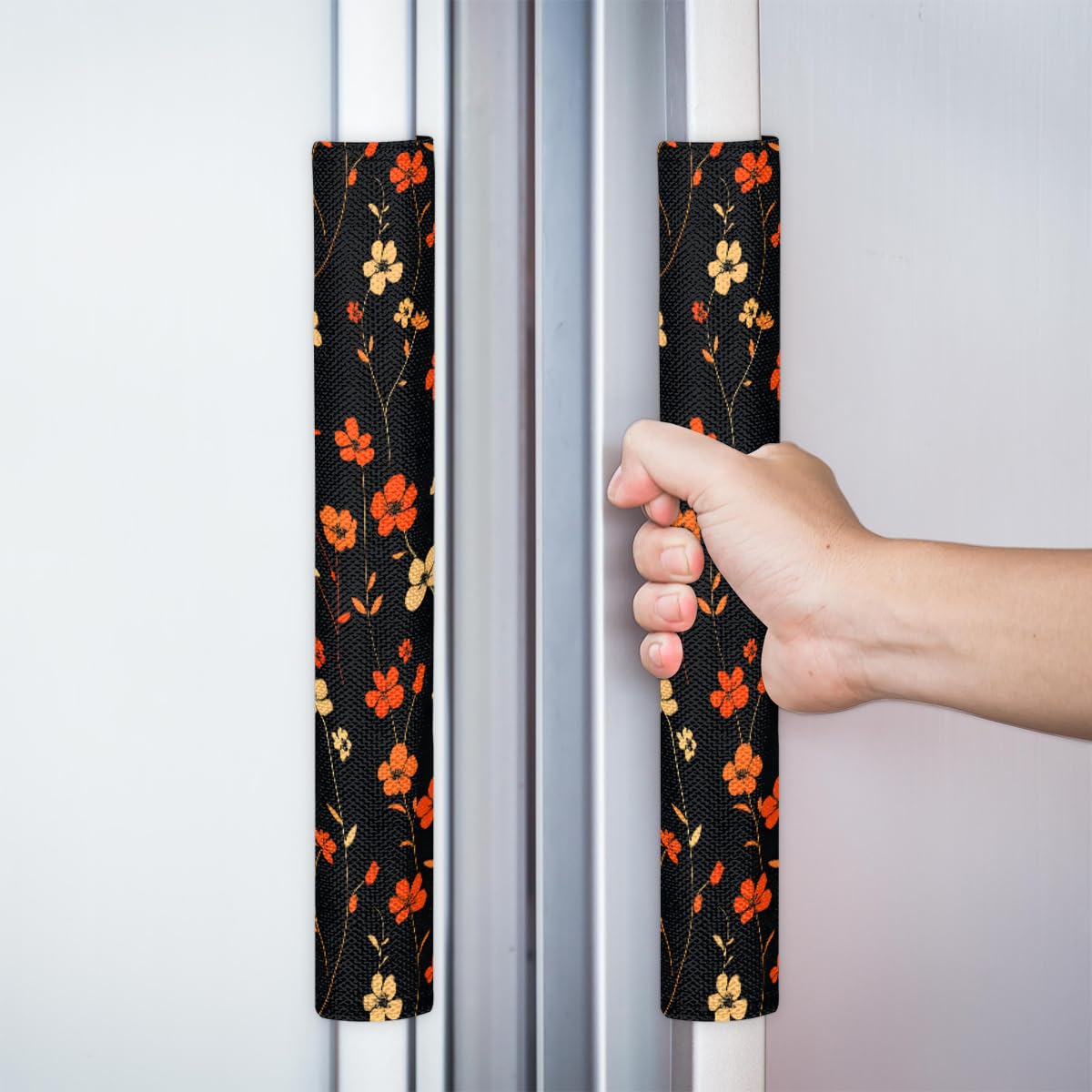 Pardick Spring Flower Refrigerator Door Handle Covers Set of 2, Florals Fridge Handle Cover Washable Fridge Dishwasher Door Spring Decor Protector Handle Cover, Keep Your Kitchen Appliance Clean