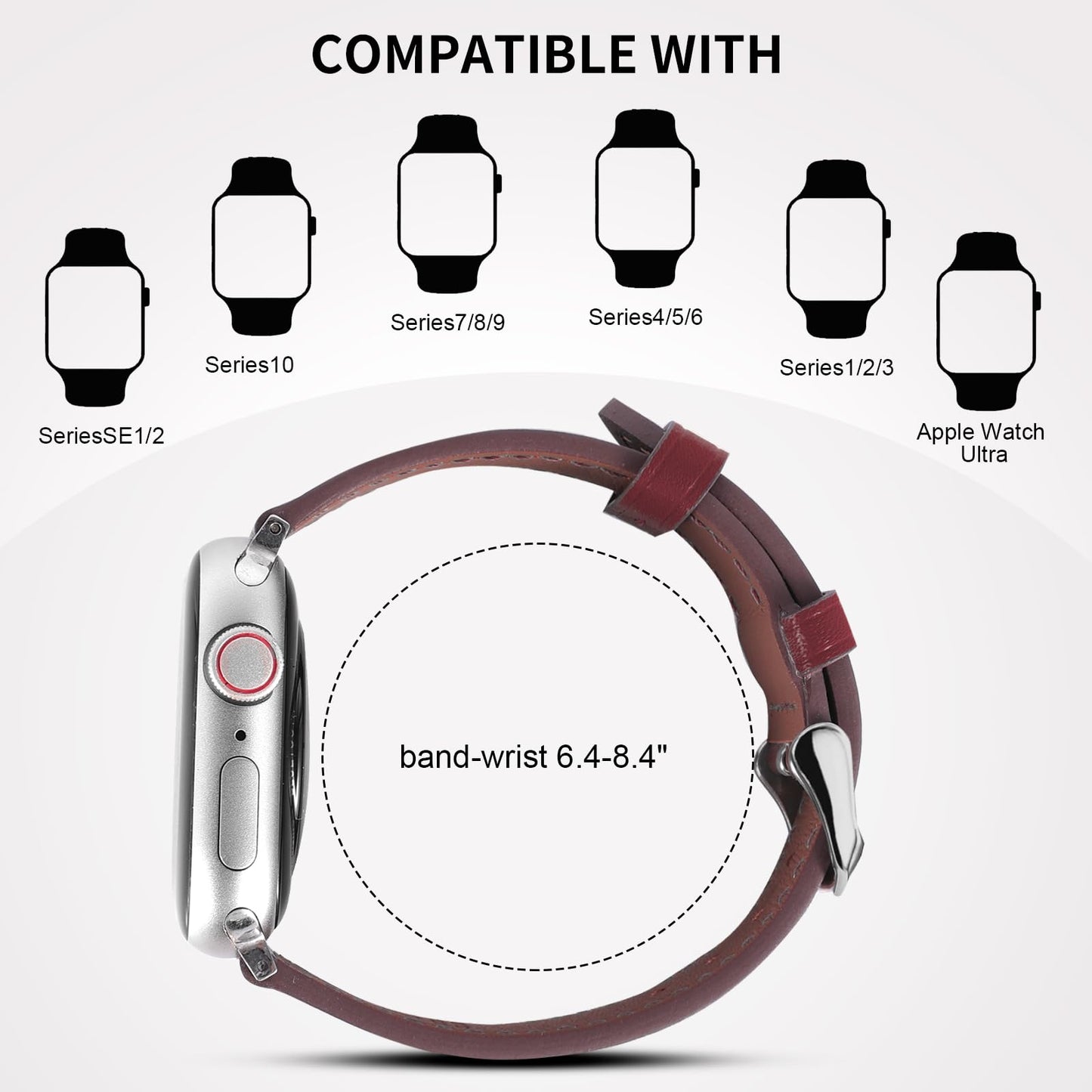 Italy Genuine Leather Bands Women Men Compatible with Apple Watch 38mm 41mm 40mm 42mm 44mm 45mm 46mm 49mm, iWatch Straps Smartwatch Replacement Band for Ultra SE 3/2/1 Series 11 10 9 8 7 6 5 4 3 2 1