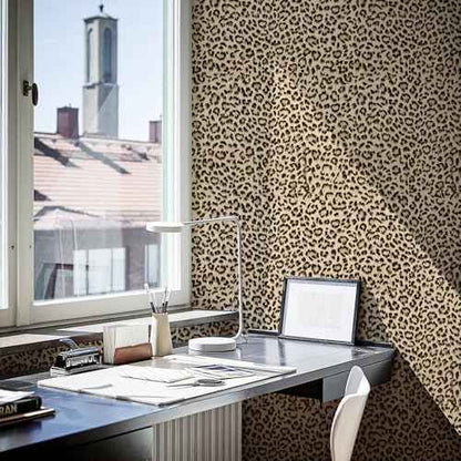 Simon&Siff Leopard Peel and Stick Wallpaper 17.3"x60" Black/Brown Vintage Animal Removable Wallpaper Renter Friendly Waterproof Modern Contact Paper for Bedroom Bathroom Cabinet