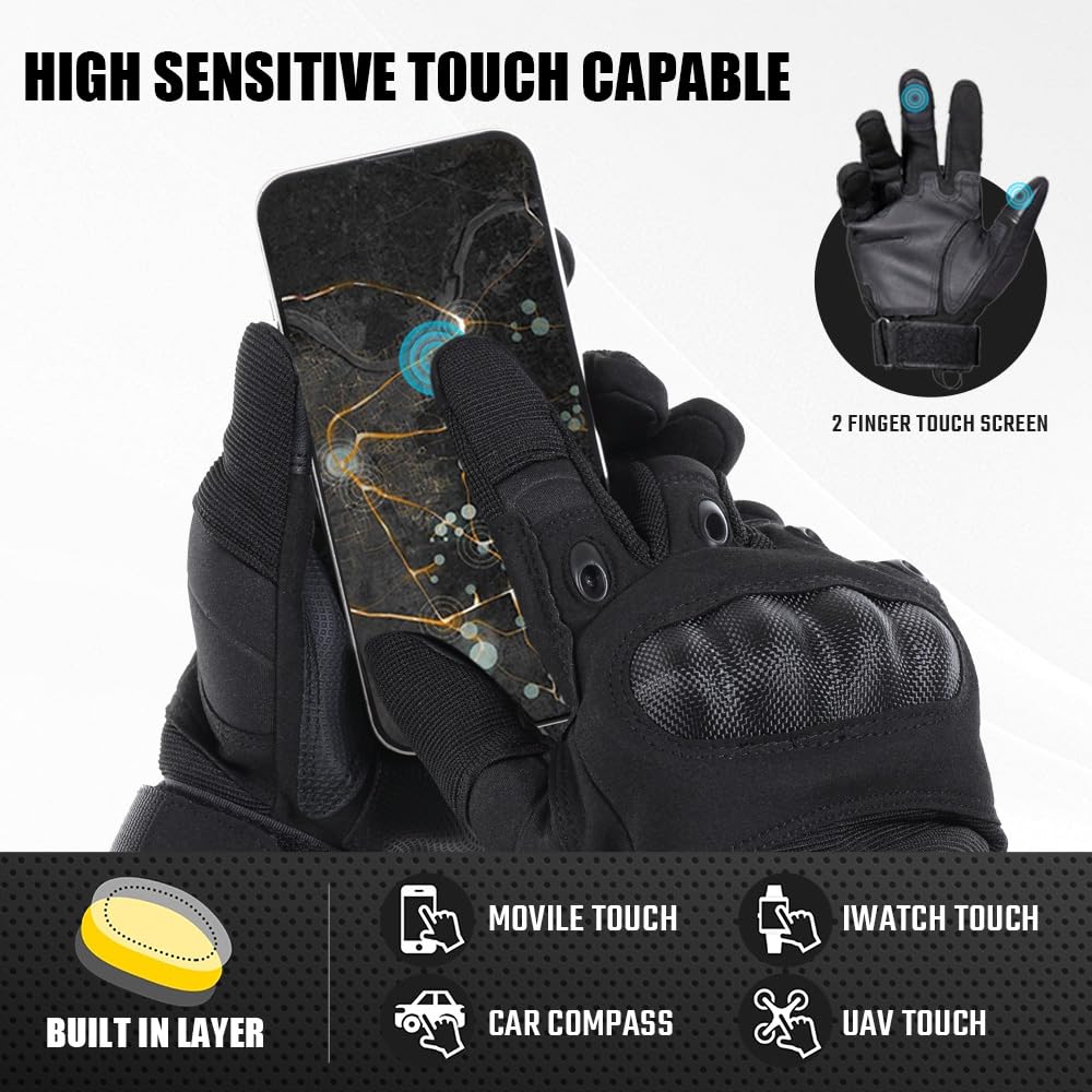 MVPTOO Touchscreen Padded Palm Gloves for Men Medium