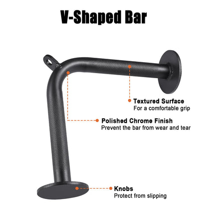 Workout Cable Machine Attachment for Home Gym, SERTT LAT Pulldown Attachments, Cable Accessories for Weight Training, Straight Pull Down Bar, Tricep Rope, Double D Row Handle, V-Shaped Bar