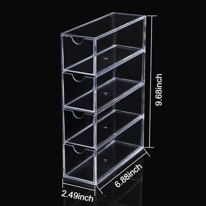 MOTDWKYD Acrylic Stackable Drawer Organizer with 4 Clear Drawers for Bathroom & Vanity Makeup Storage