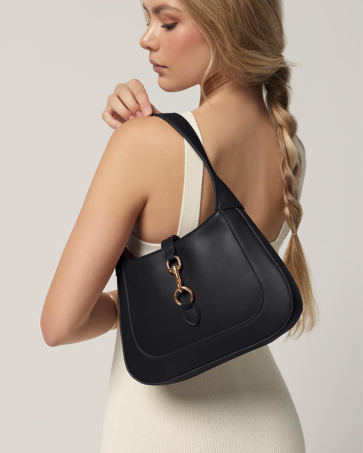 Apryl Shoulder Bag for Women - Small Shoulder Purses - Black Purse - Cute Trendy Handbags - Adjustable Strap Vegan Leather