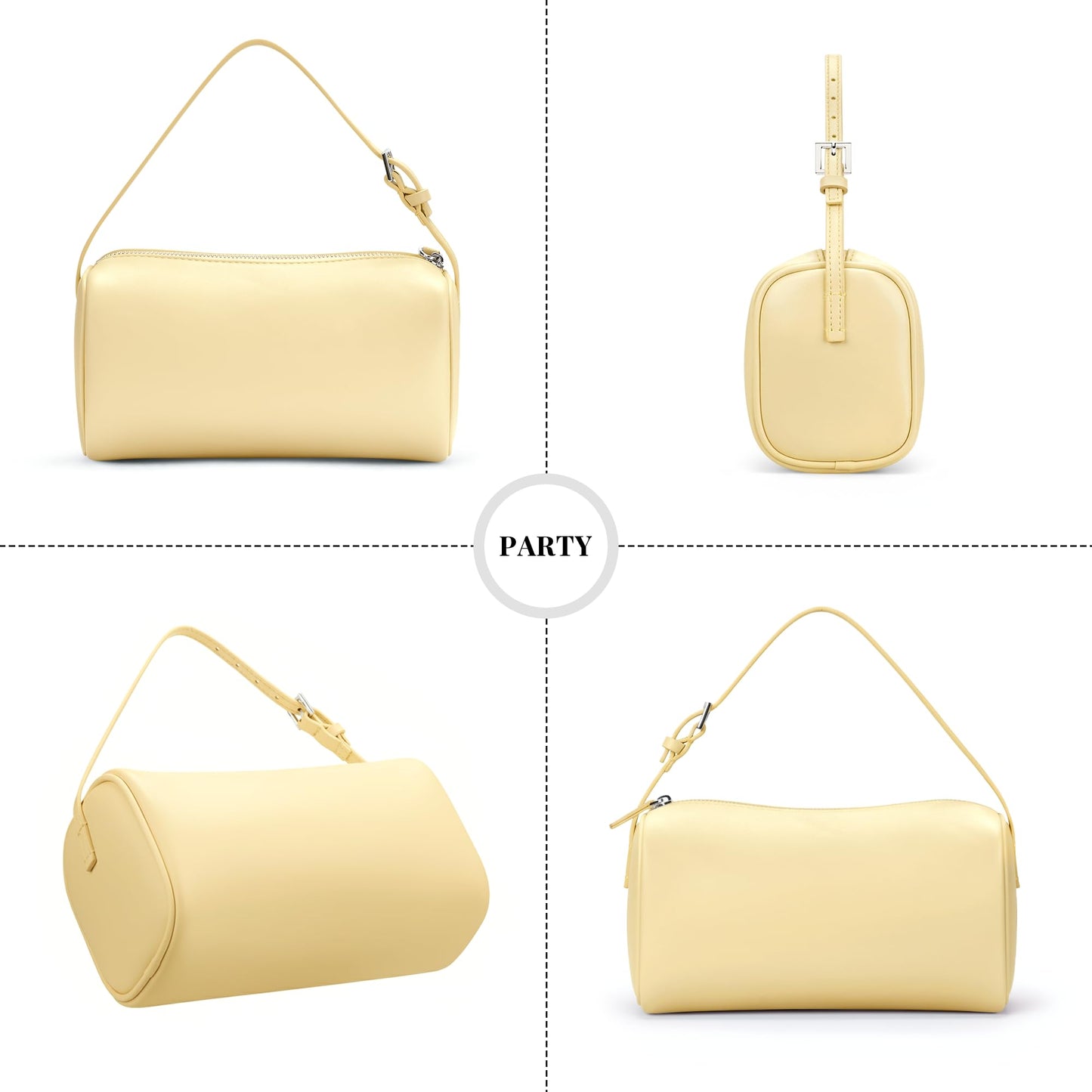 Hobo Crossbody Bags For Women,Vegan Leather Barrel Bag For Ladies,Designer Mini Pruse With Adjustable Strap,Baby Yellow