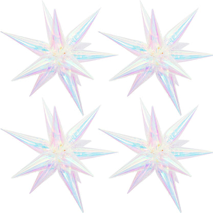 Iridescent Explosion Star Holographic Balloons Star Burst Sparkly Balloons Iridescent Party Decorations Fairy Themed Party Decoration Music Tayloo Birthday Party Decor