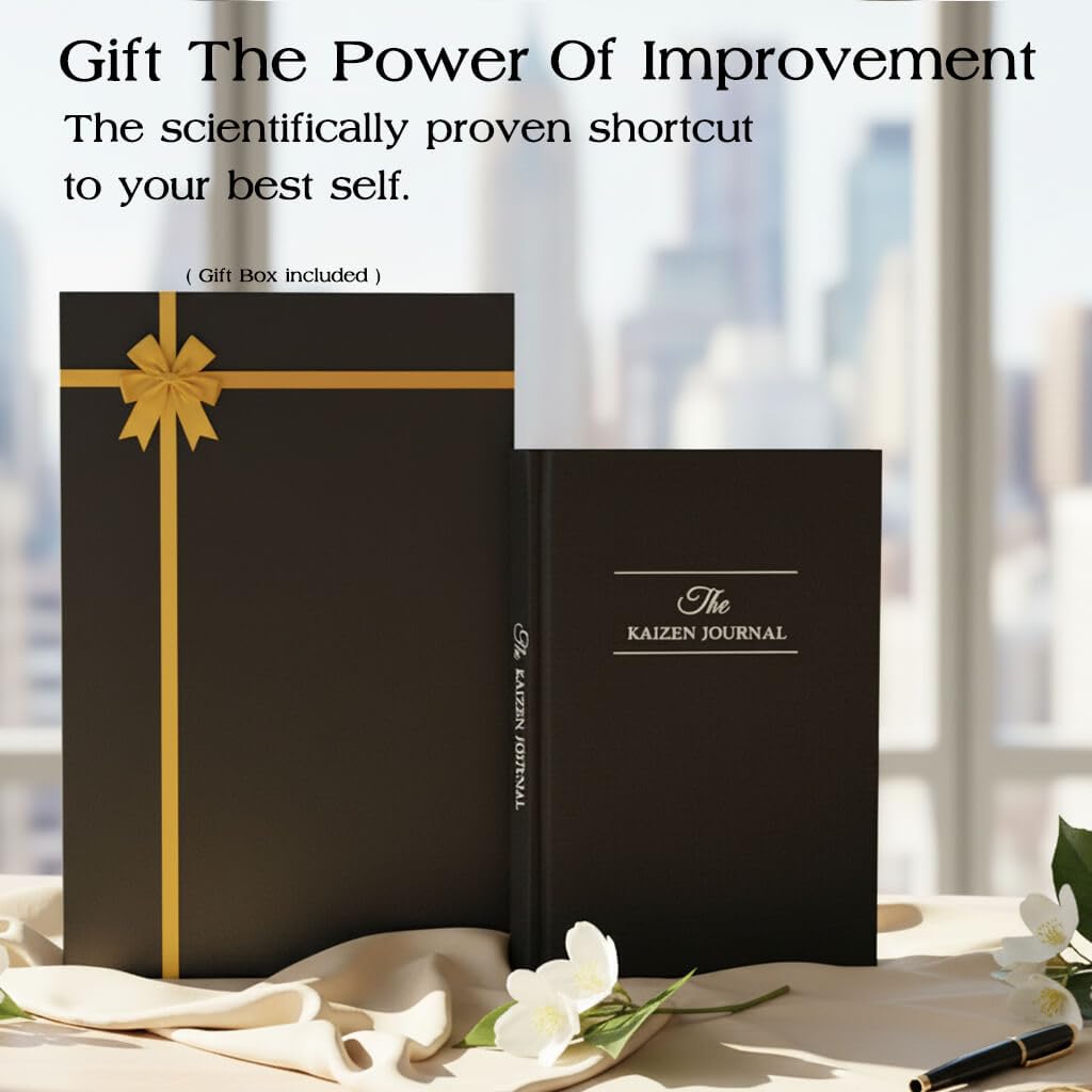 The Kaizen Journal for Self Improvement – Undated Daily Planner & Habit Tracker for Men & Women, Productivity, Focus & Mental Health – 24-Week Goal Planner with Gift-Ready Box, Two Colors (Black)
