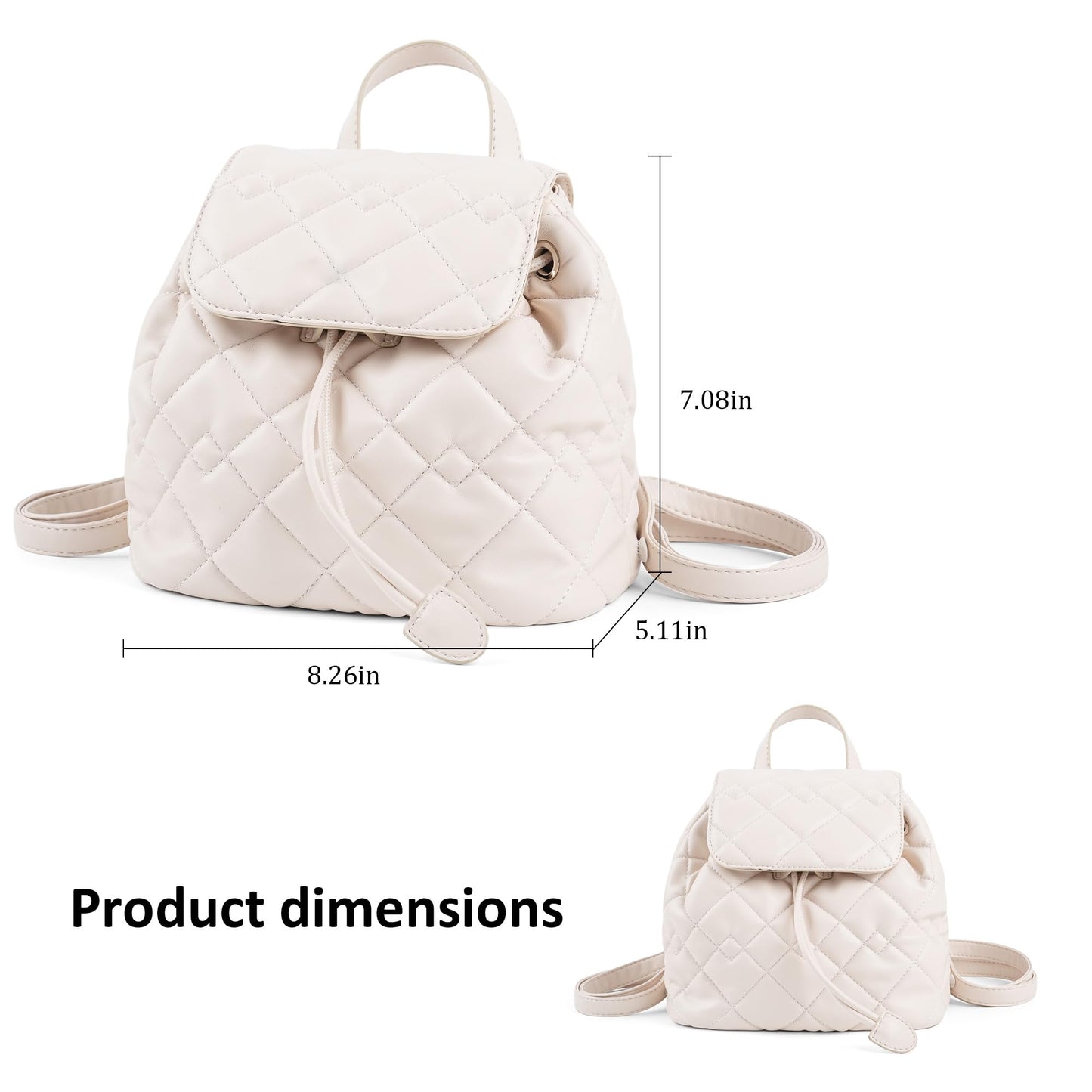 Goinsound Quilted Mini Backpack for Women, Vegan Leather Convertible Backpack Purse with Magnetic Closure, Trendy Daybag