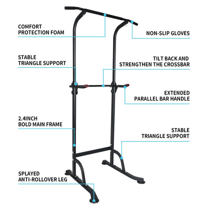 LSKSSNG Power Tower Dip Station Pull Up Bar Exercise Tower, Adjustable Height Dip Bar Power Tower for Multi-Function Full Body Strength Training Fitness Equipment, Pull Up Stand for Home Office Gym