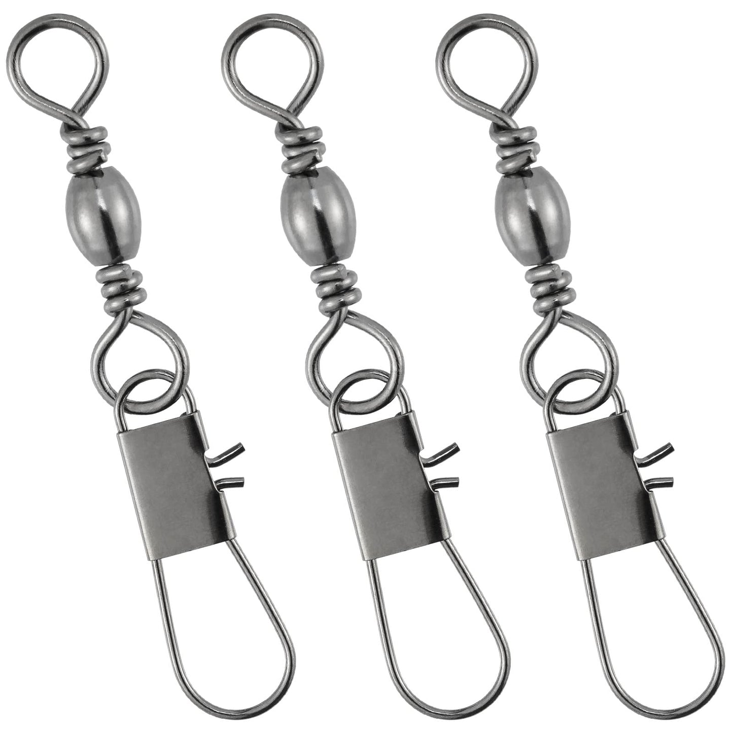 Dr.Fish 50 Pack Fishing Snap Swivels, Barrel Swivels Fishing Tackles, Stainless Steel Safty Interlock Snaps Leader Line Lure Connector Fresh&Saltwater #6