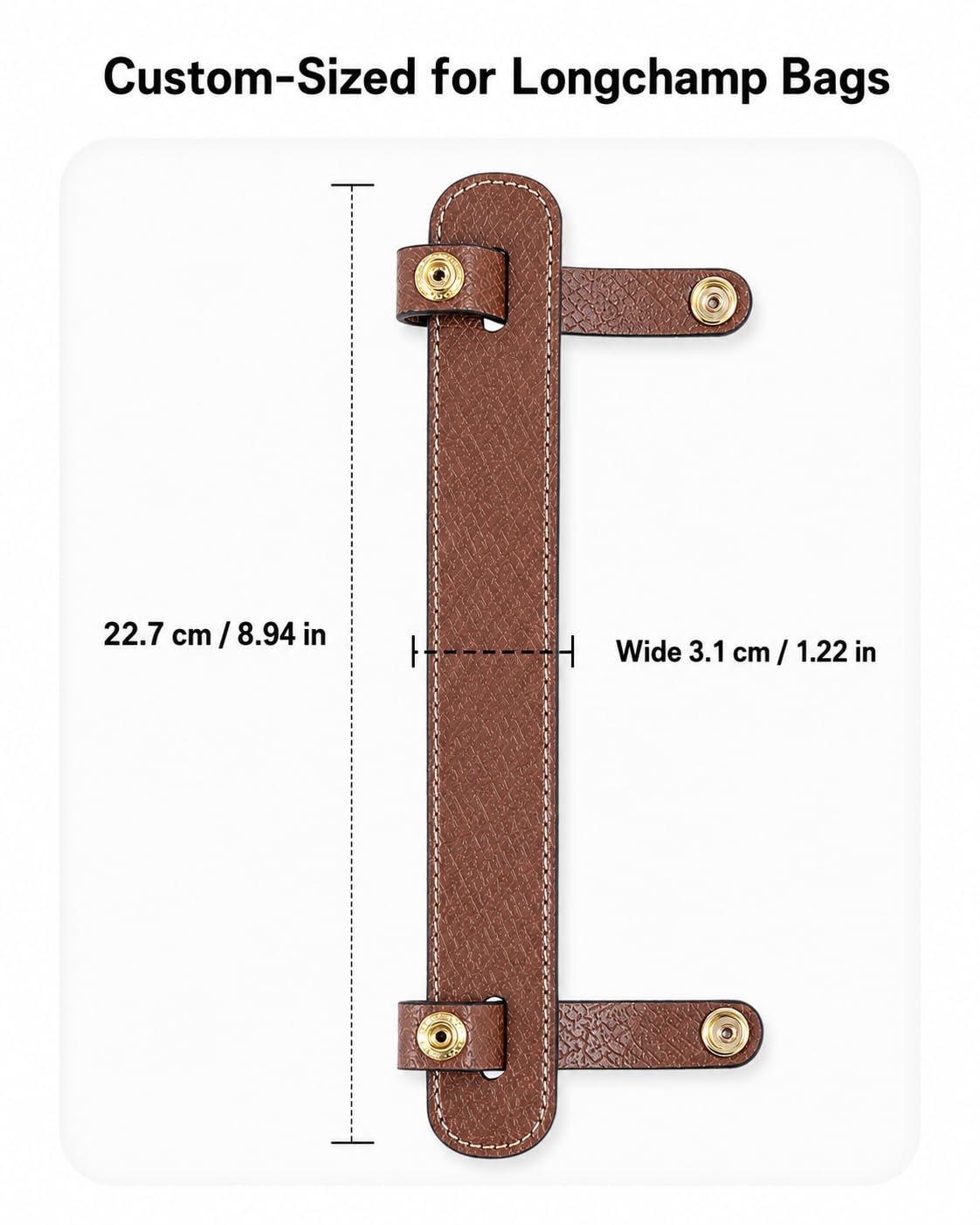 Shoulder Strap Pad Compatible with Longchamp Le Pliage Original Tote Bags – Upgraded Anti-Slip, Pressure-Relief & Wear-Protection Design, Premium Leather, Brown