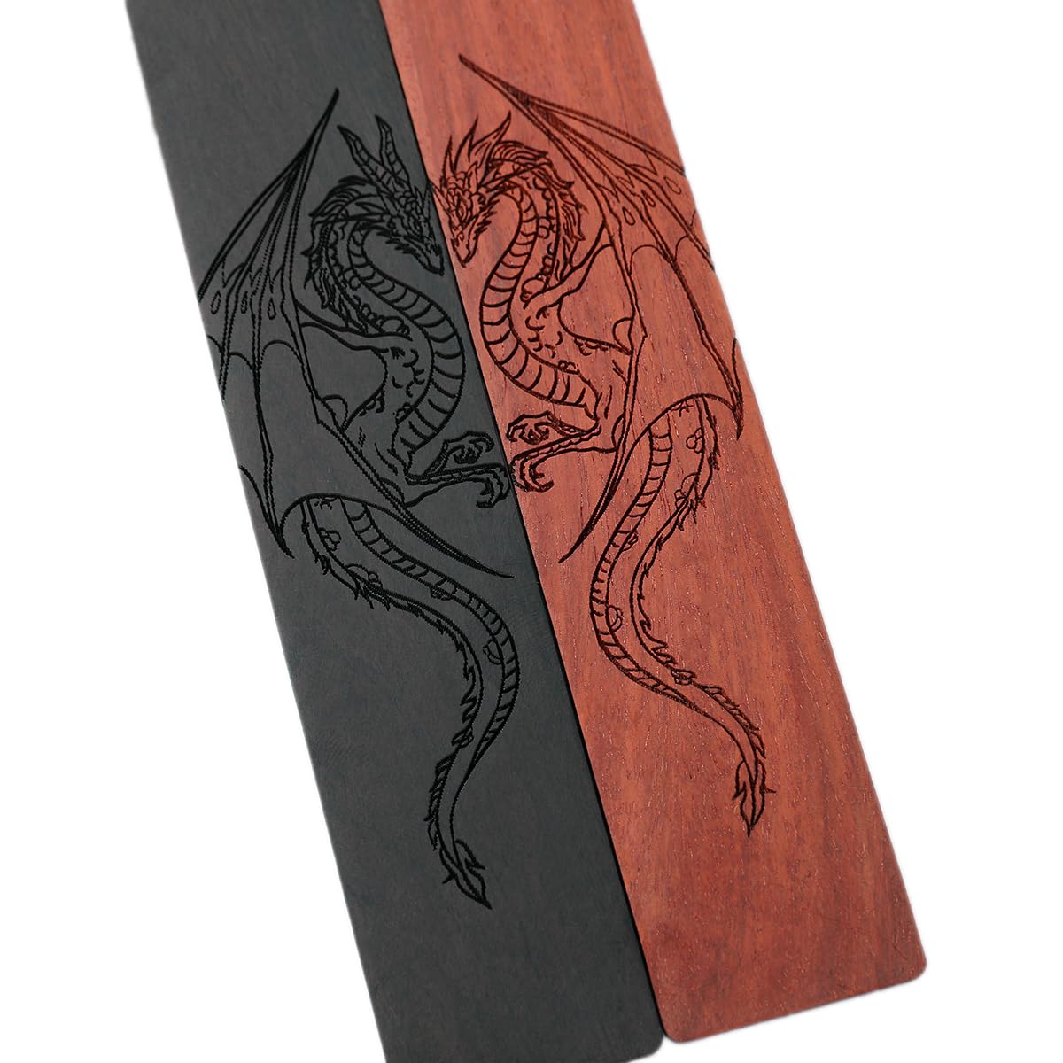 4 Pcs Wooden Bookmark Set, Book Marks for Book Lovers, Unique Bookmarks Gifts for Men Boy (Dragon and Skull)
