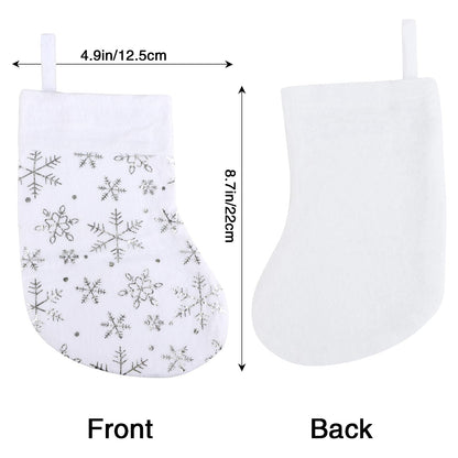 FOIMAS 12pcs Mini Christmas Stockings,8.2" White Snowflake Stocking Xmas Felt Hanging Stocking Sock for Christmas Tree Fireplace Tableware Home Decoration,Silver